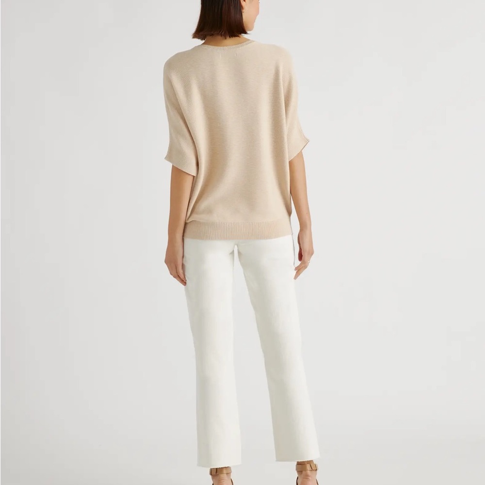 Quince Lightweight Cotton Cashmere Link-Stitch Dolman Sweater - Picture 4 of 7
